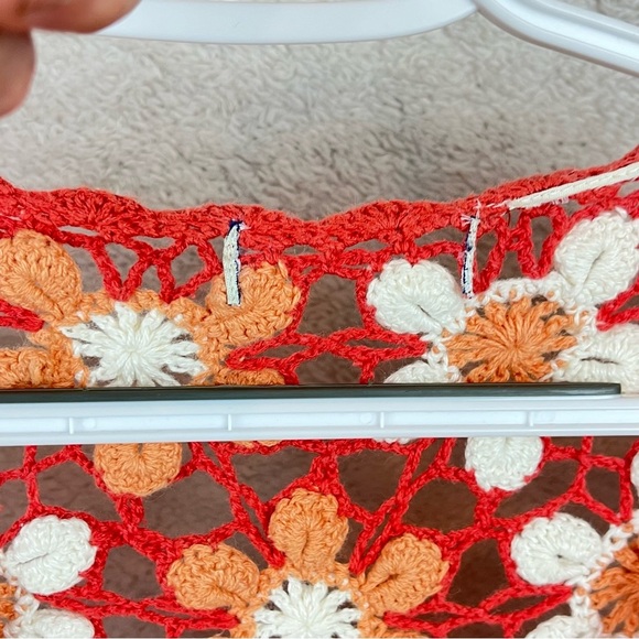 Vintage Y2K Crochet Daisy Knit Sweater Cardigan Button Medium - Picture 8 of 16